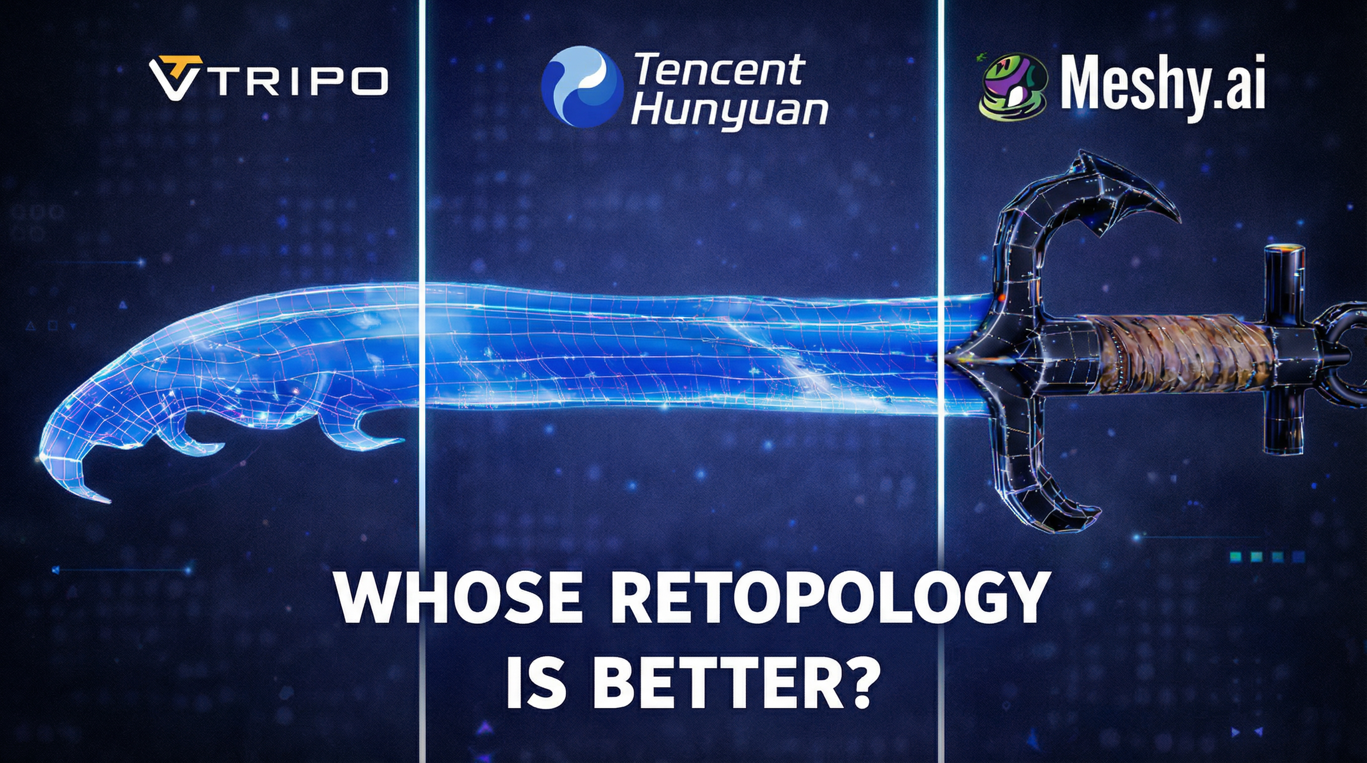 AI Retopology Showdown: Hunyuan 3D vs Meshy vs Tripo — Who Wins?